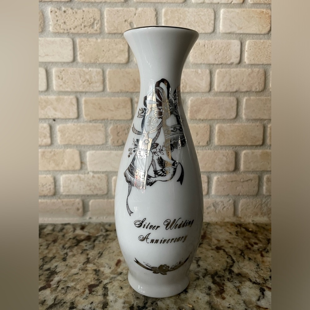 Vintage Lefton China 25th Anniversary Vase